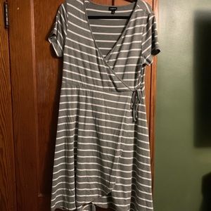 Torrid grey and white stripe wrap dress!